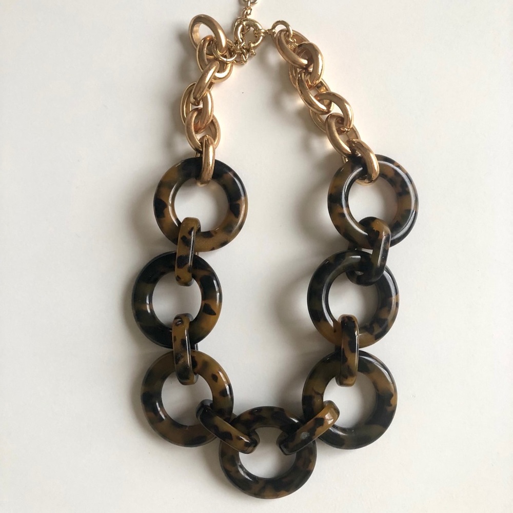 J. Crew Tortoise Shell & Gold Link Necklace